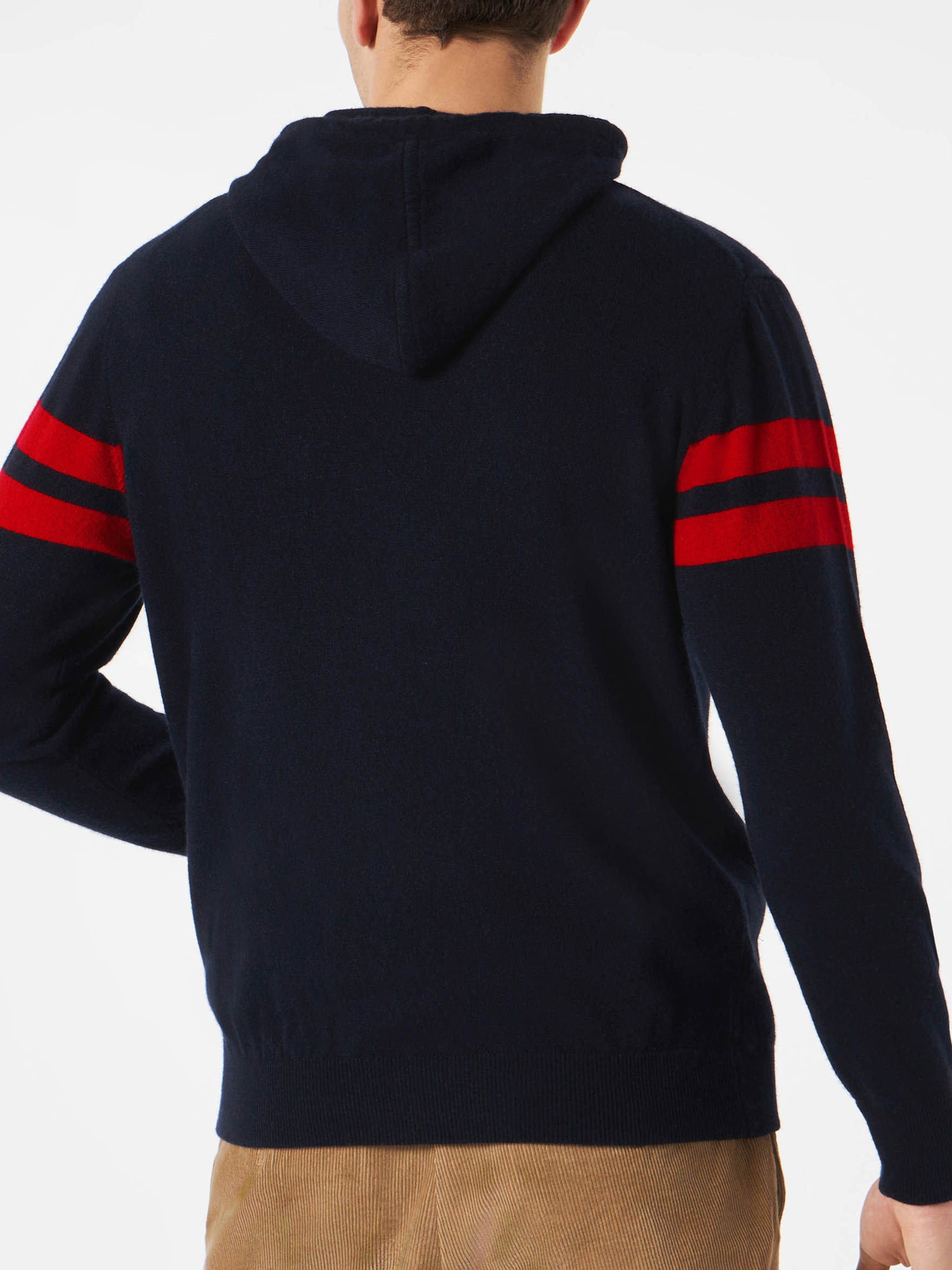 Knitted Hoodie With St. Barth Print Blue Knitwear