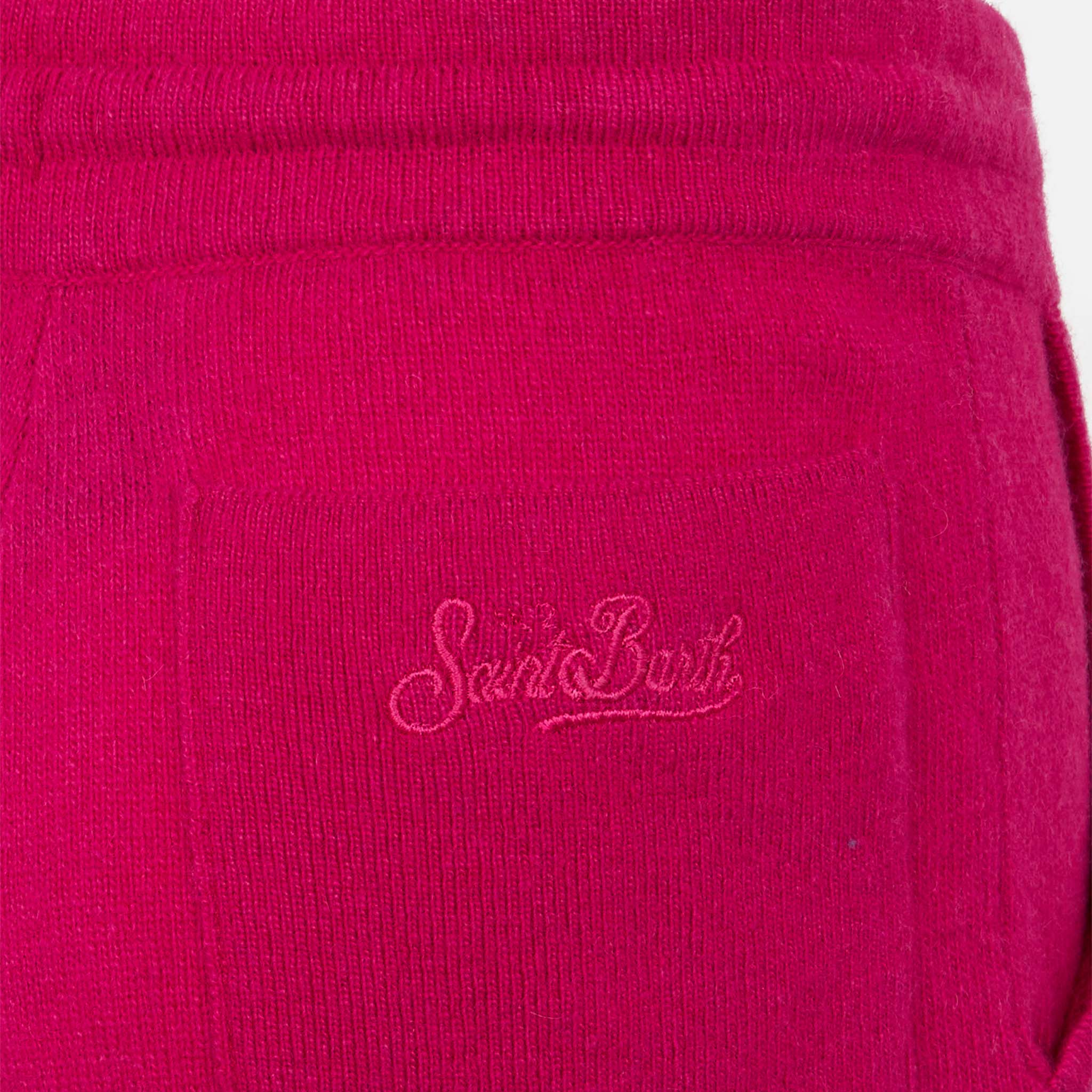 Girl Fuchsia Knitted Jogger Pants Pink