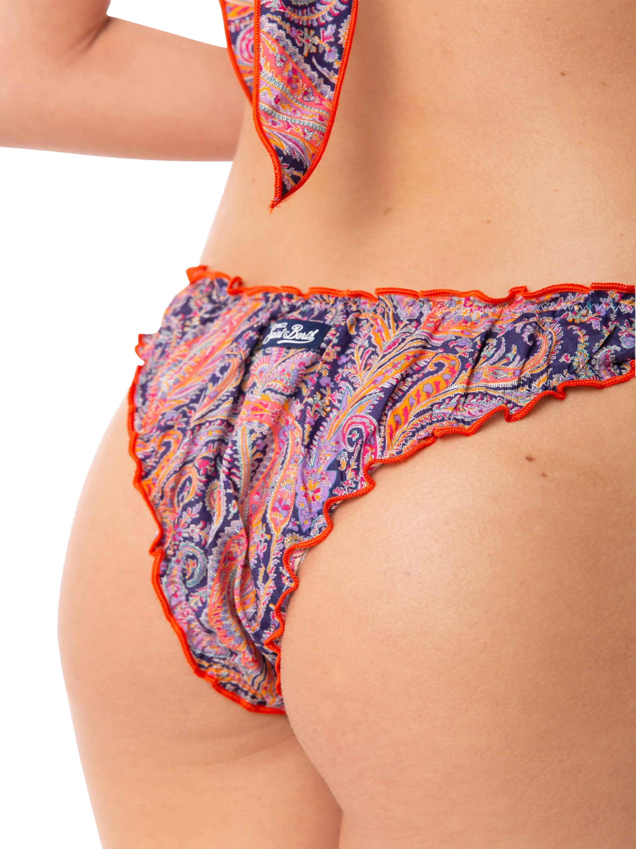 Multicolor Paisley Venus Cheeky Swim Briefs | Special Edition Brown Bottom