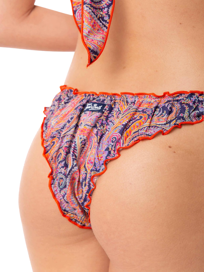 Multicolor Paisley Venus Cheeky Swim Briefs | Special Edition Brown Bottom