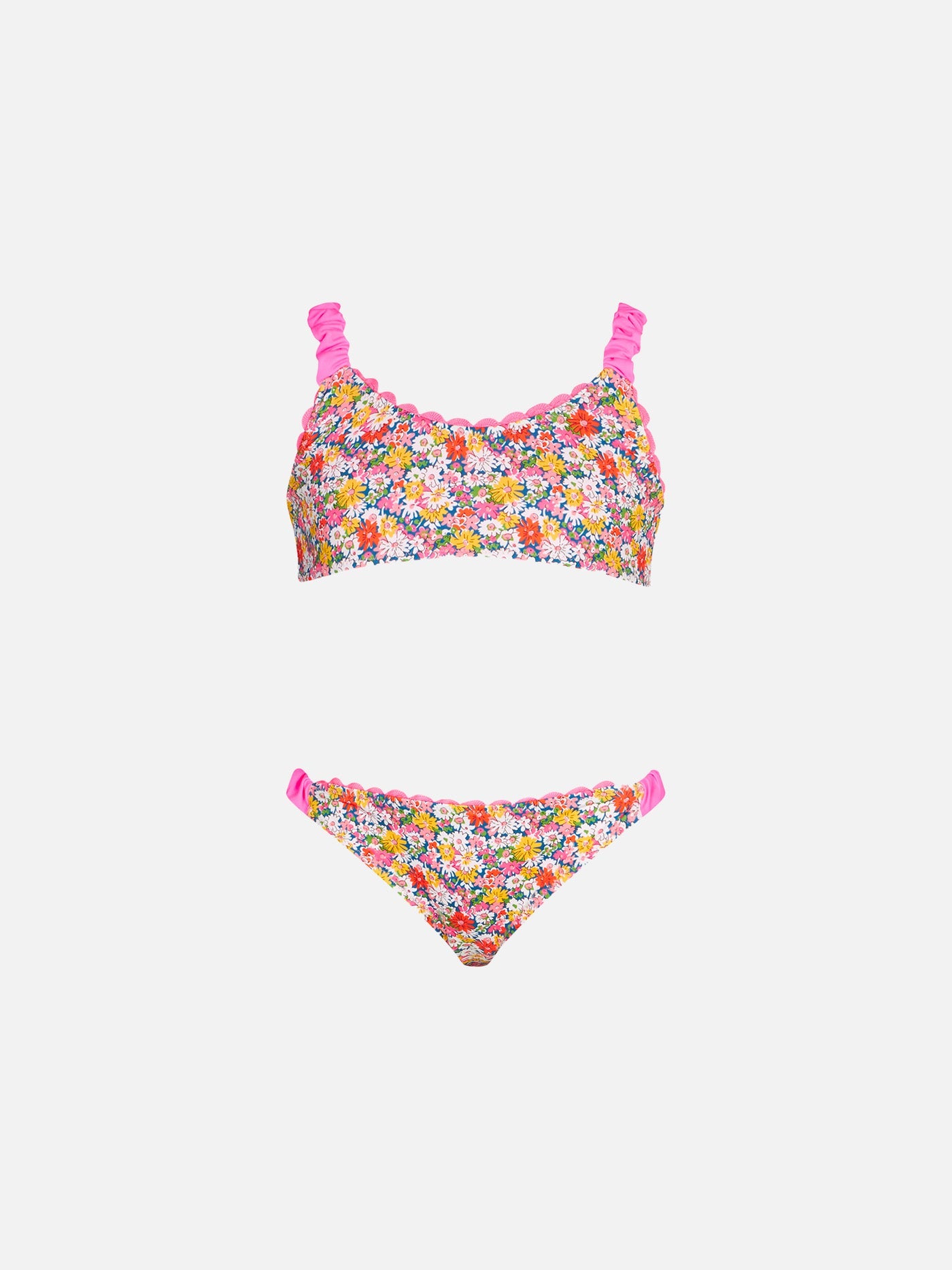Girl Bralette With Liberty Flower Print | Made Fabric Blue Bikini
