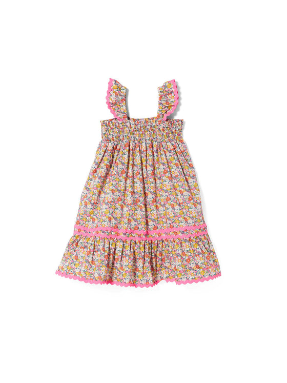 Girl Dress With Liberty Flower Print | Made Fabric Blue