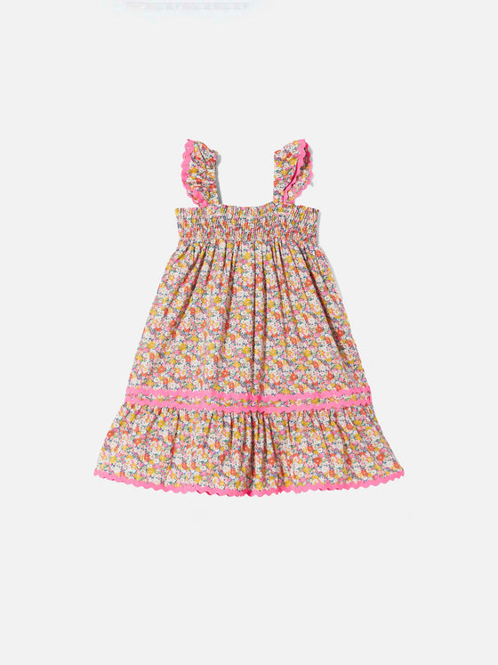 Girl Dress With Liberty Flower Print | Made Fabric Blue
