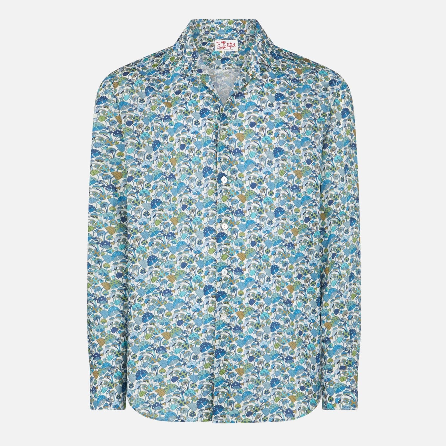 Man Muslin Cotton Sikelia Shirt With Mushroom Print | Made Liberty Fabric Blue