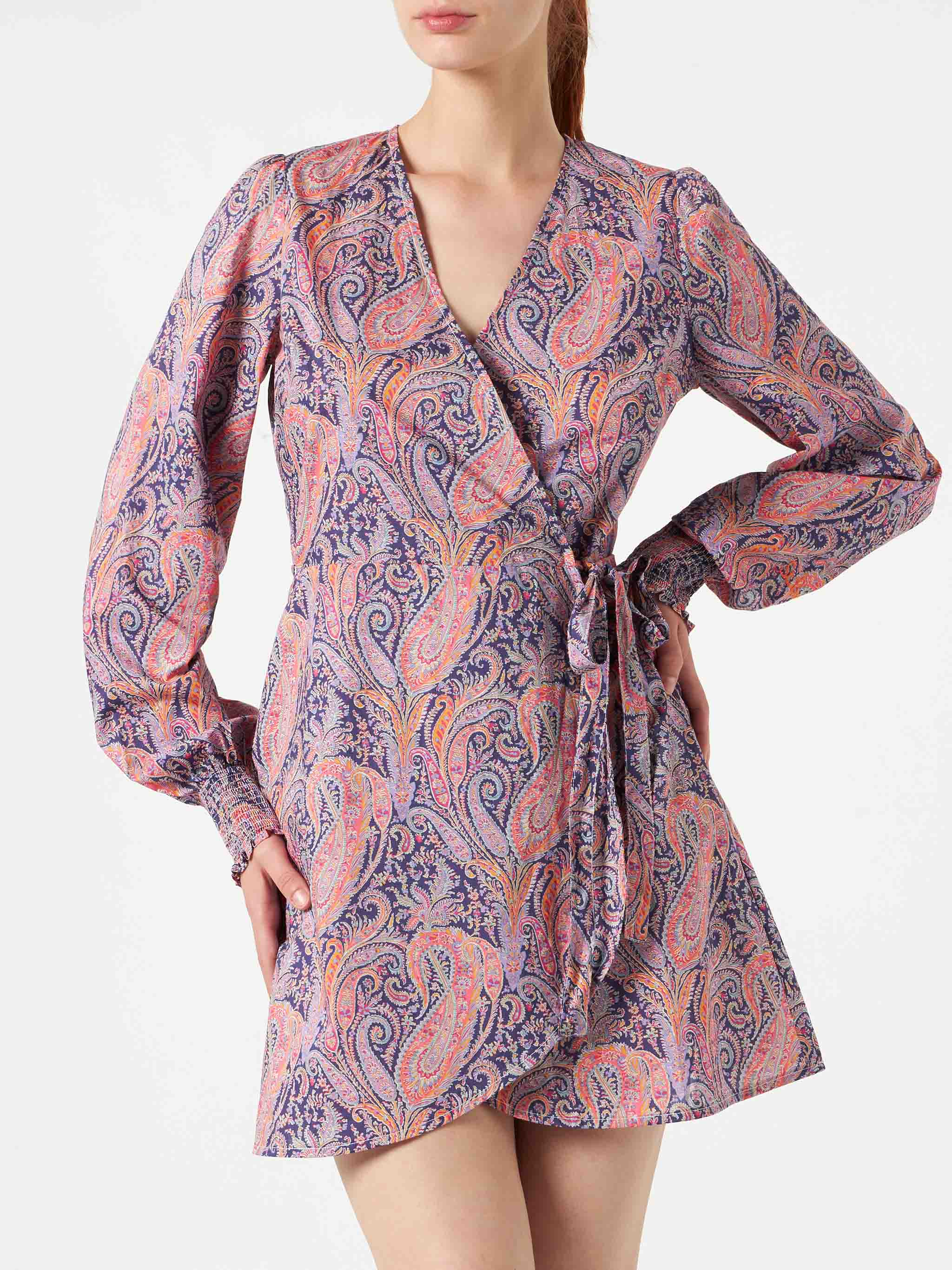 Cotton Short Dress Brilly With Liberty Print | Made Fabric Brown
