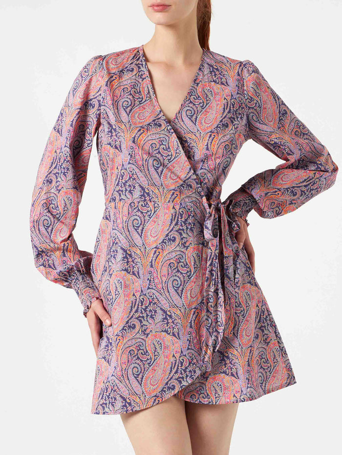 Cotton Short Dress Brilly With Liberty Print | Made Fabric Brown