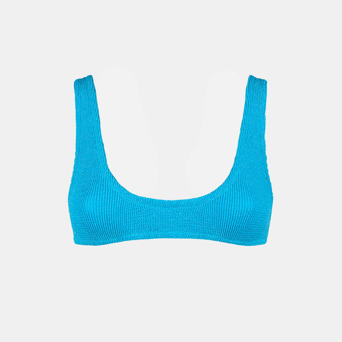 Pamy Light Blue Lurex Crinkle Bralette Bikini Top