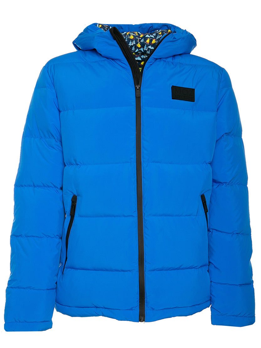 Bluette Hooded Down Padded Jacket Ducky Print Lining Blue