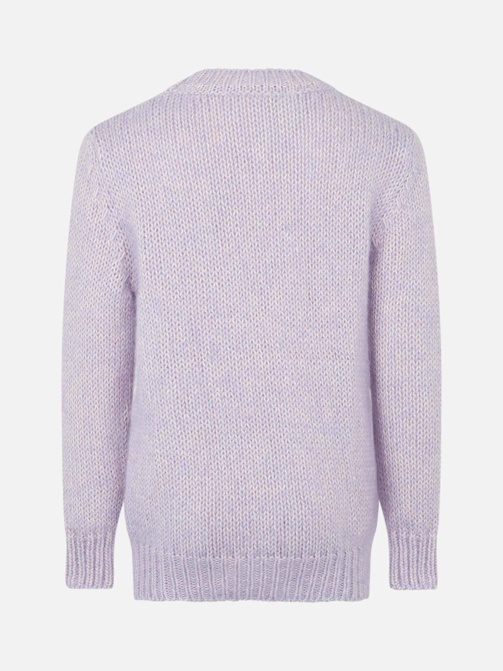 Girl Crewneck Lilac Soft Sweater With St. Barth Embroidery Pink