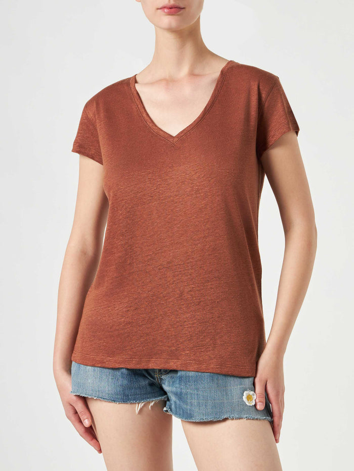 Eloise Brown Linen T-Shirt