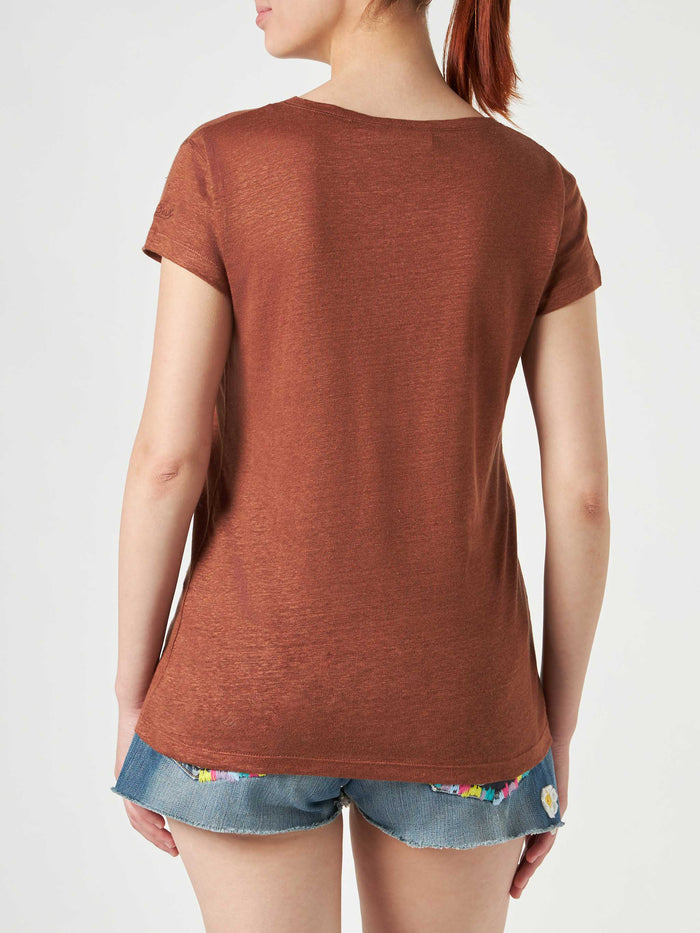 Eloise Brown Linen T-Shirt