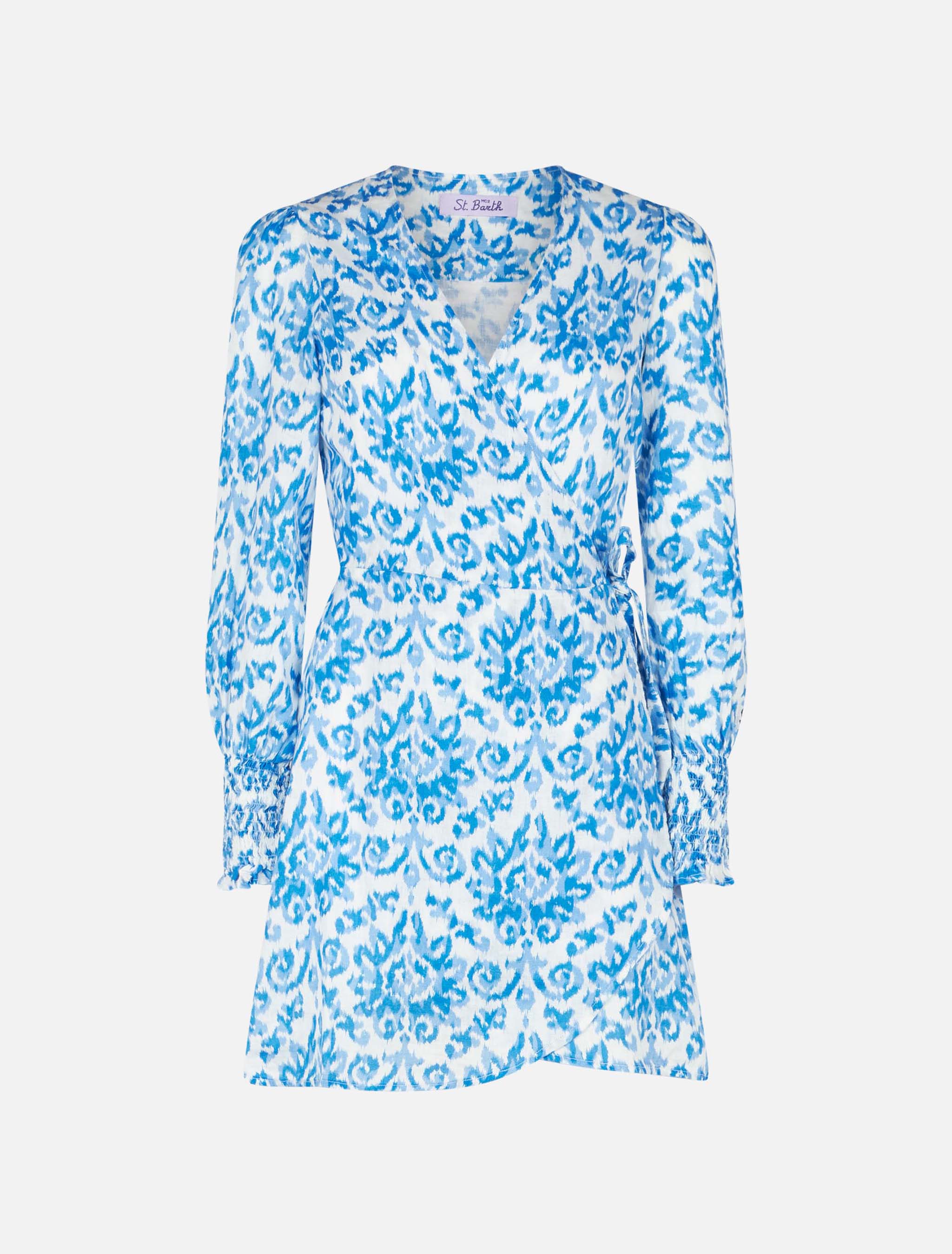 Linen Short Dress Brilly Blue