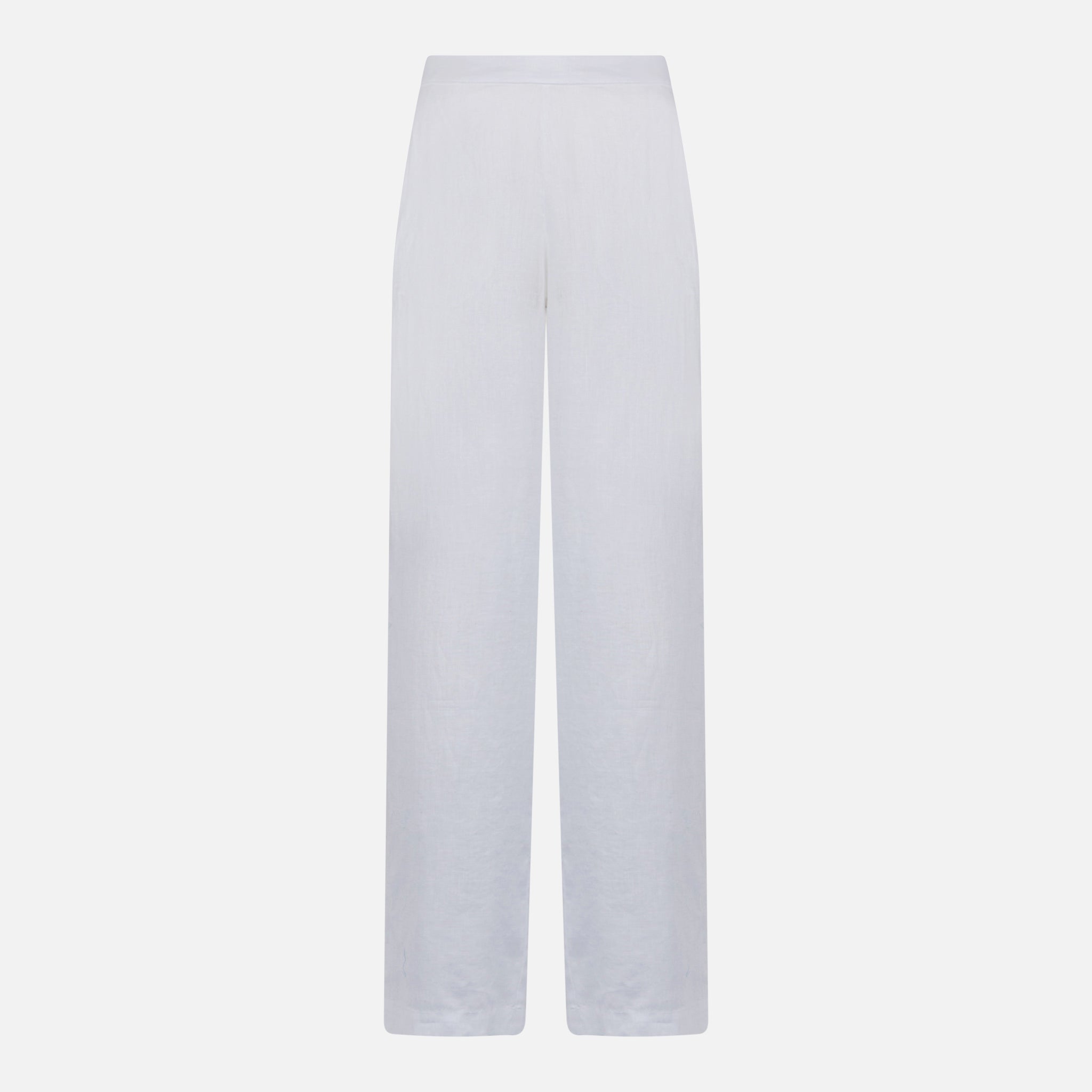 Taryn White Solid Linen Pants