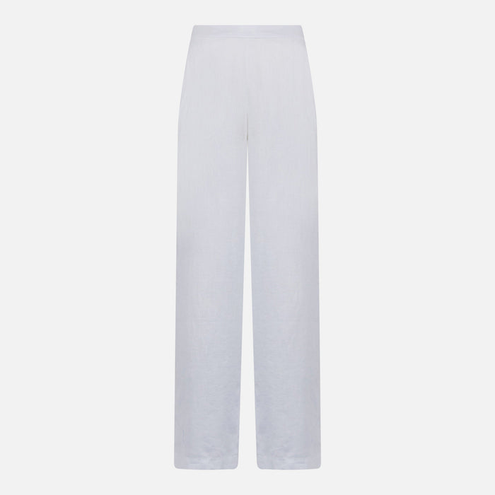 Taryn White Solid Linen Pants