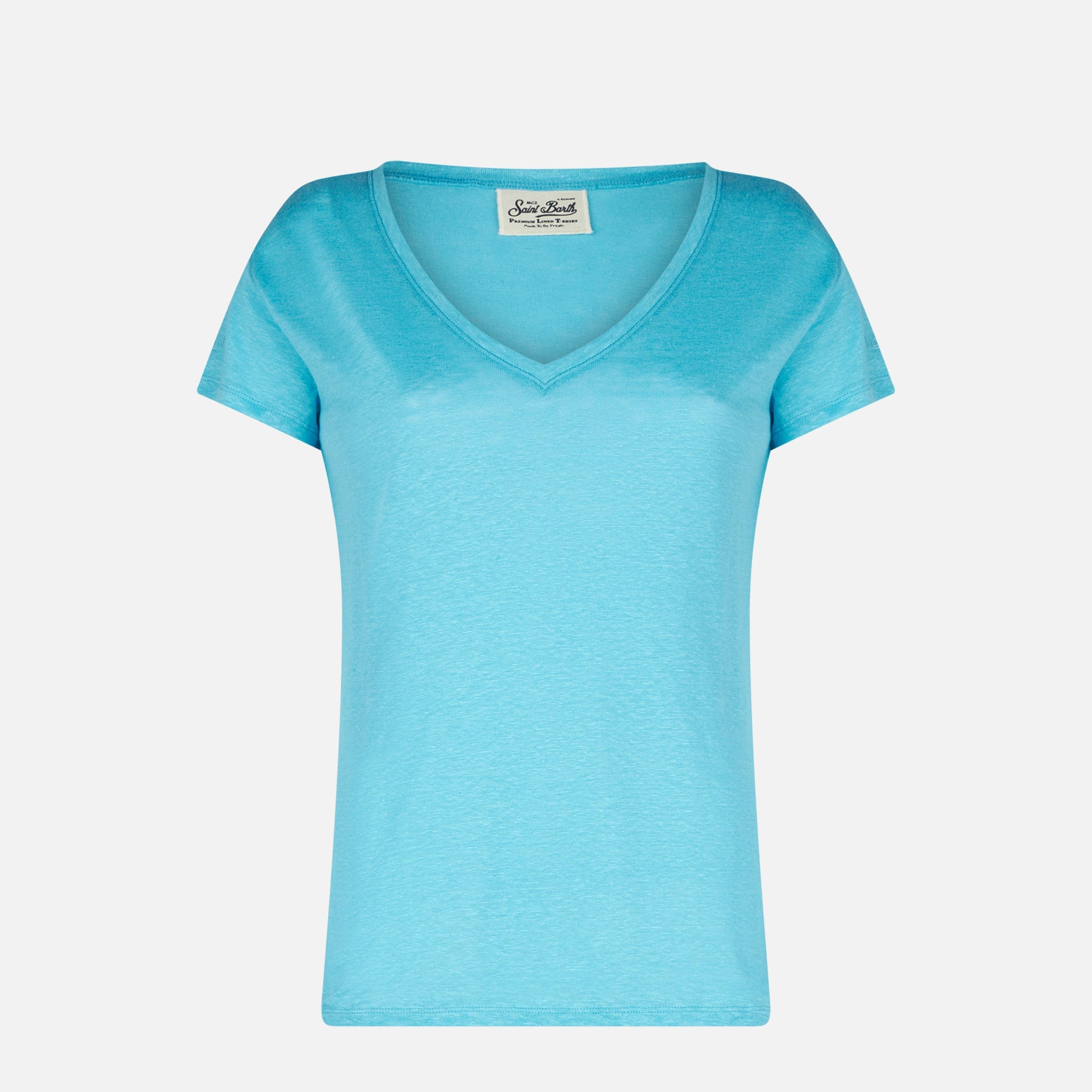 Eloise Turquoise Linen T-Shirt Blue