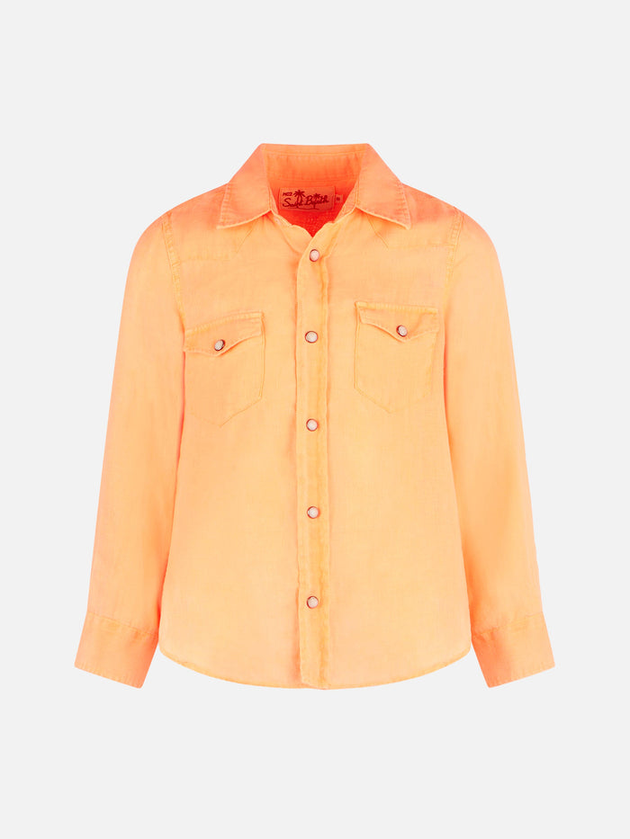 Boy Fluo Orange Linen Shirt