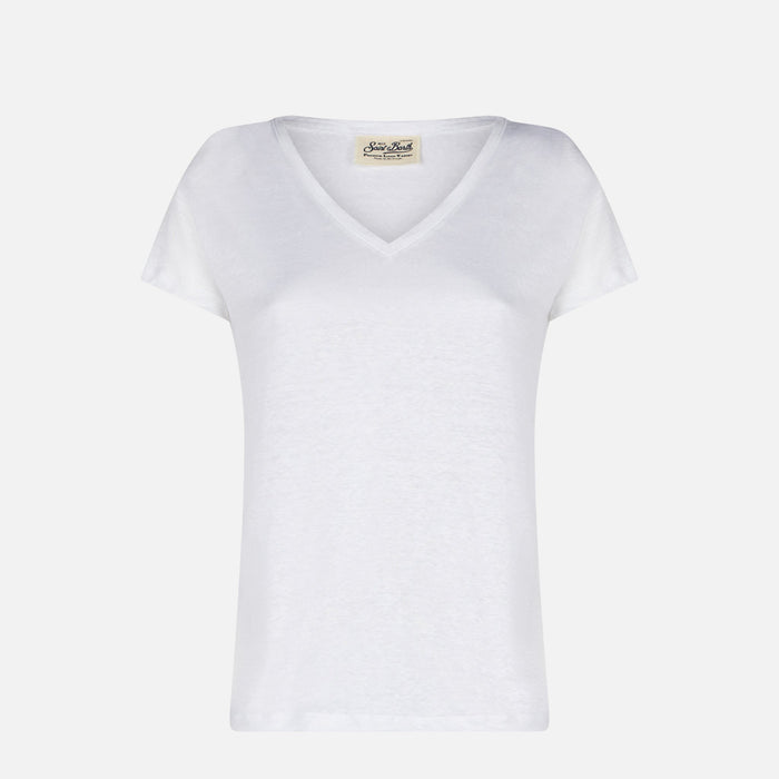 Eloise White Linen T-Shirt