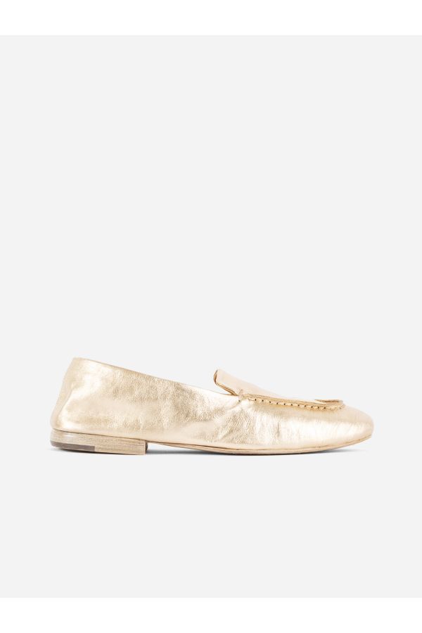 Marsell Metallic gold leather loafer in gold
