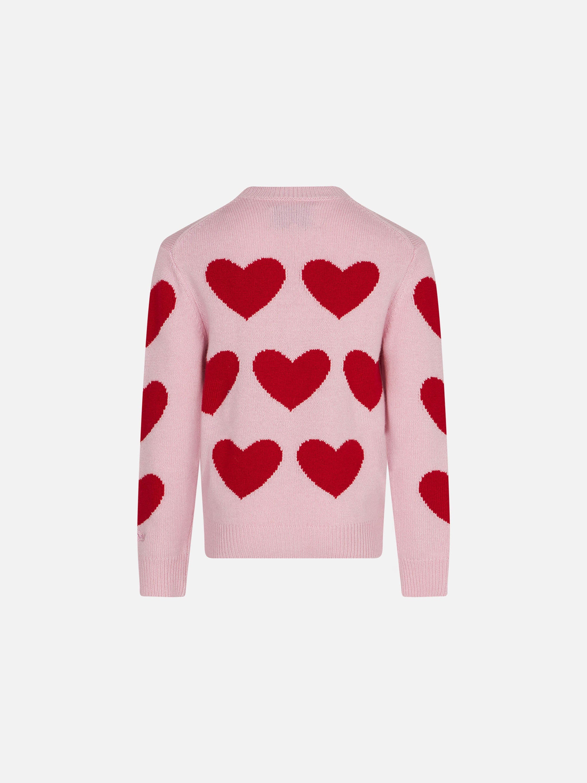 Girl Sweater With Heart Print Pink