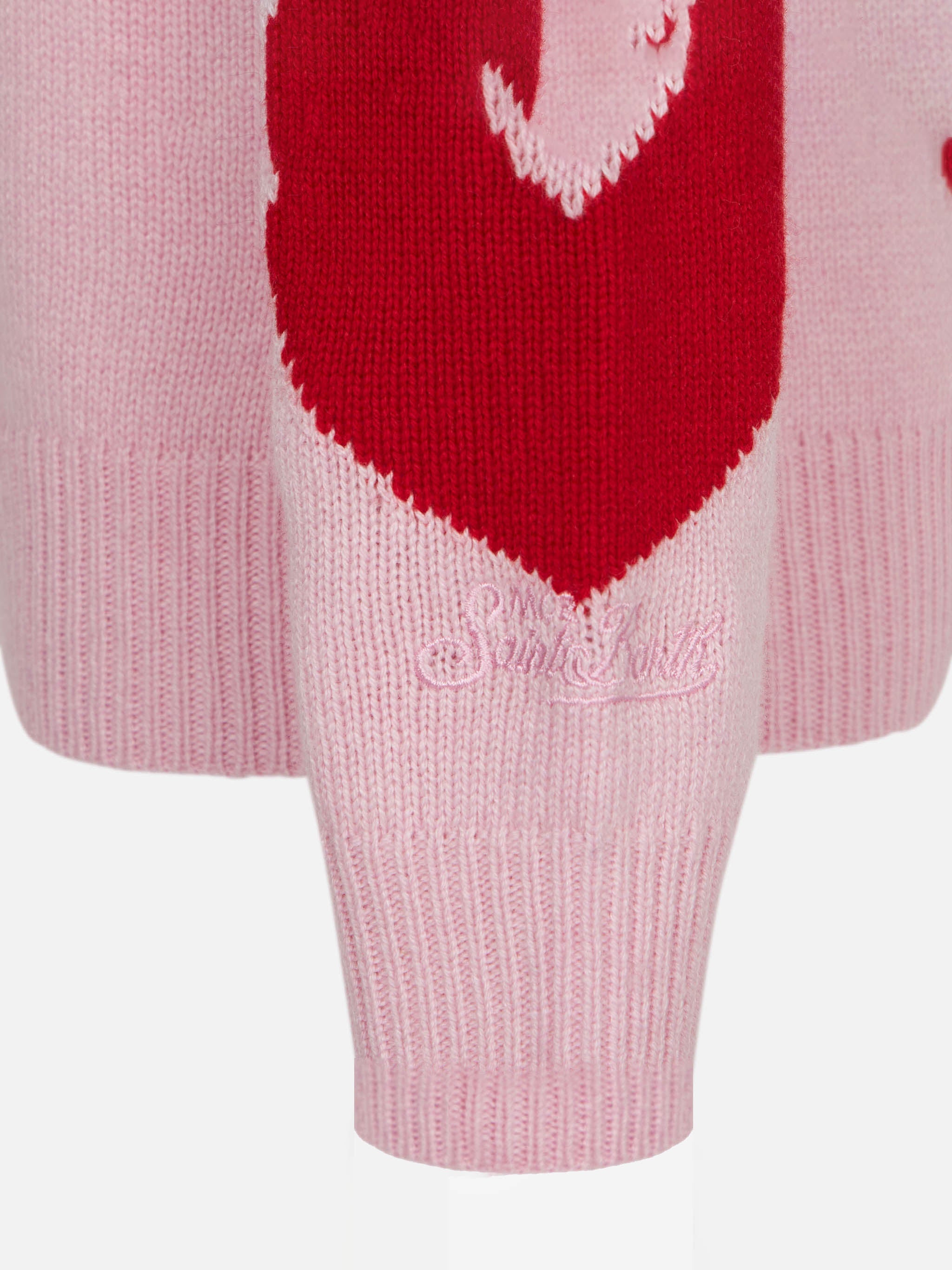 Girl Sweater With Heart Print Pink