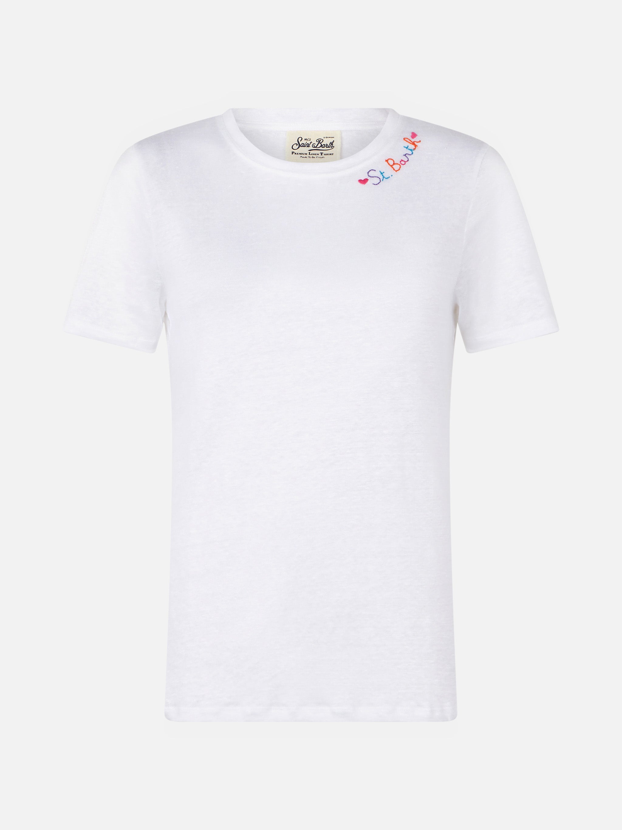 Cotton T-Shirt With Love St. Barth Embroidery White