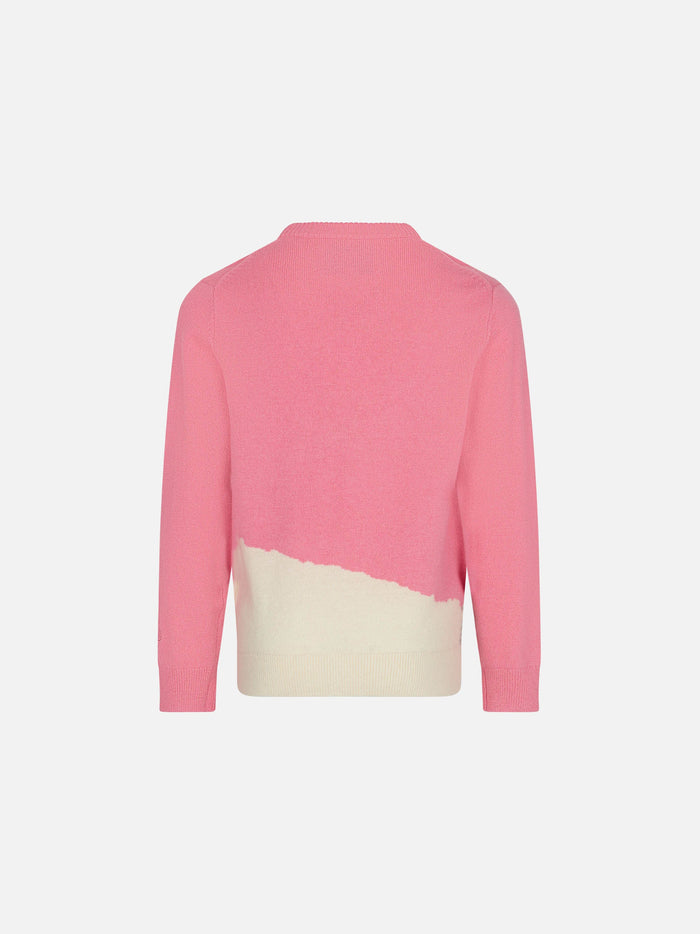 Girl Crewneck Sweater With Love Jacquard Pink