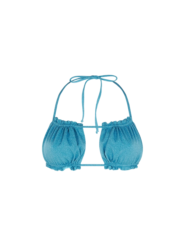 Lyam Light Blue Lurex Bandeau Bikini Top