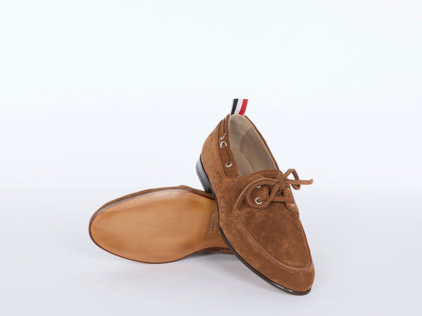 Thom Browne Calfskin suede boat shoe in brown