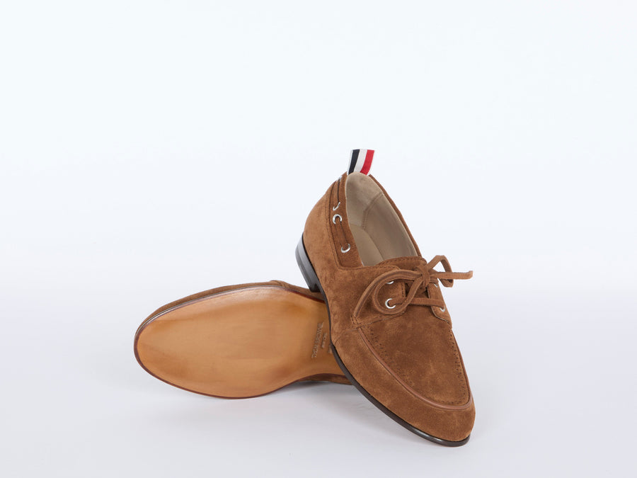 Thom Browne Calfskin suede boat shoe in brown