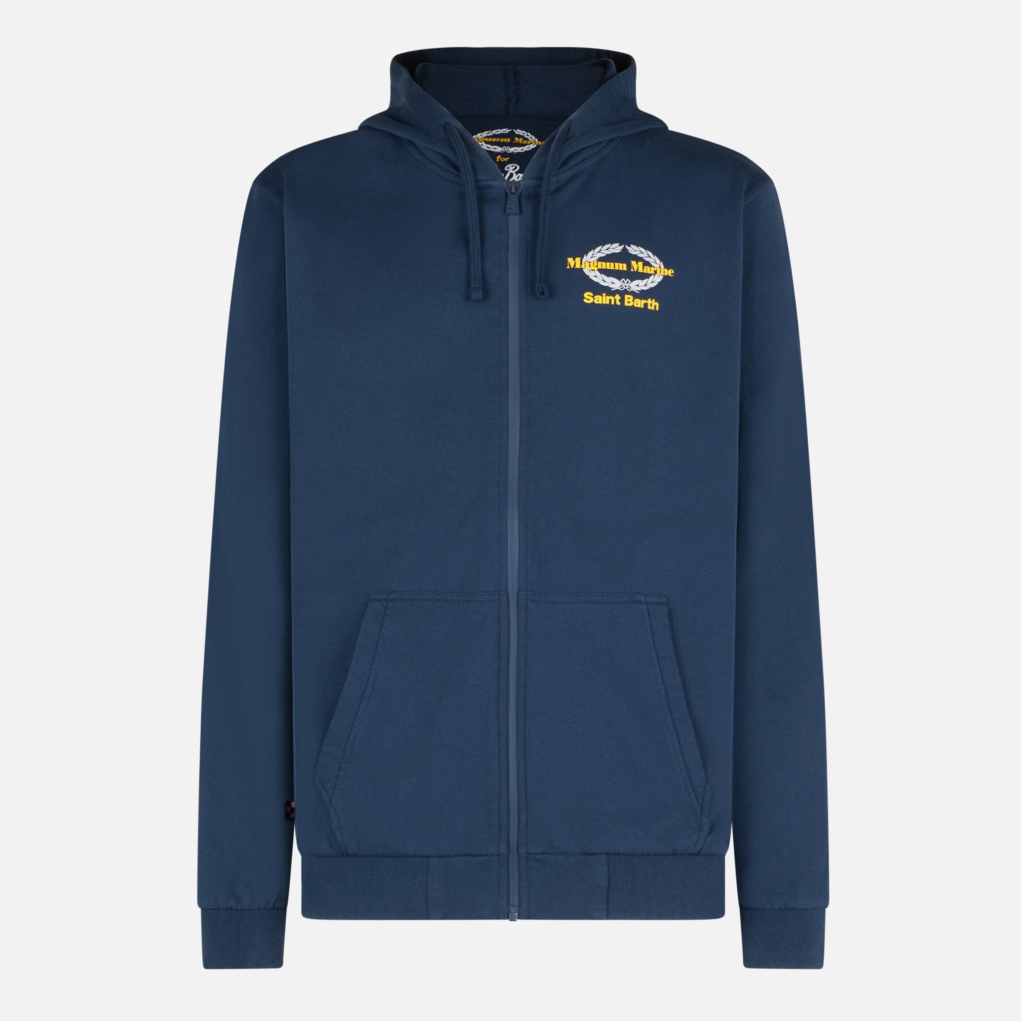 Blue Cotton Hoodie With Magnum Marine Saint Barth Embroidery | Special Edition Sweatshirt