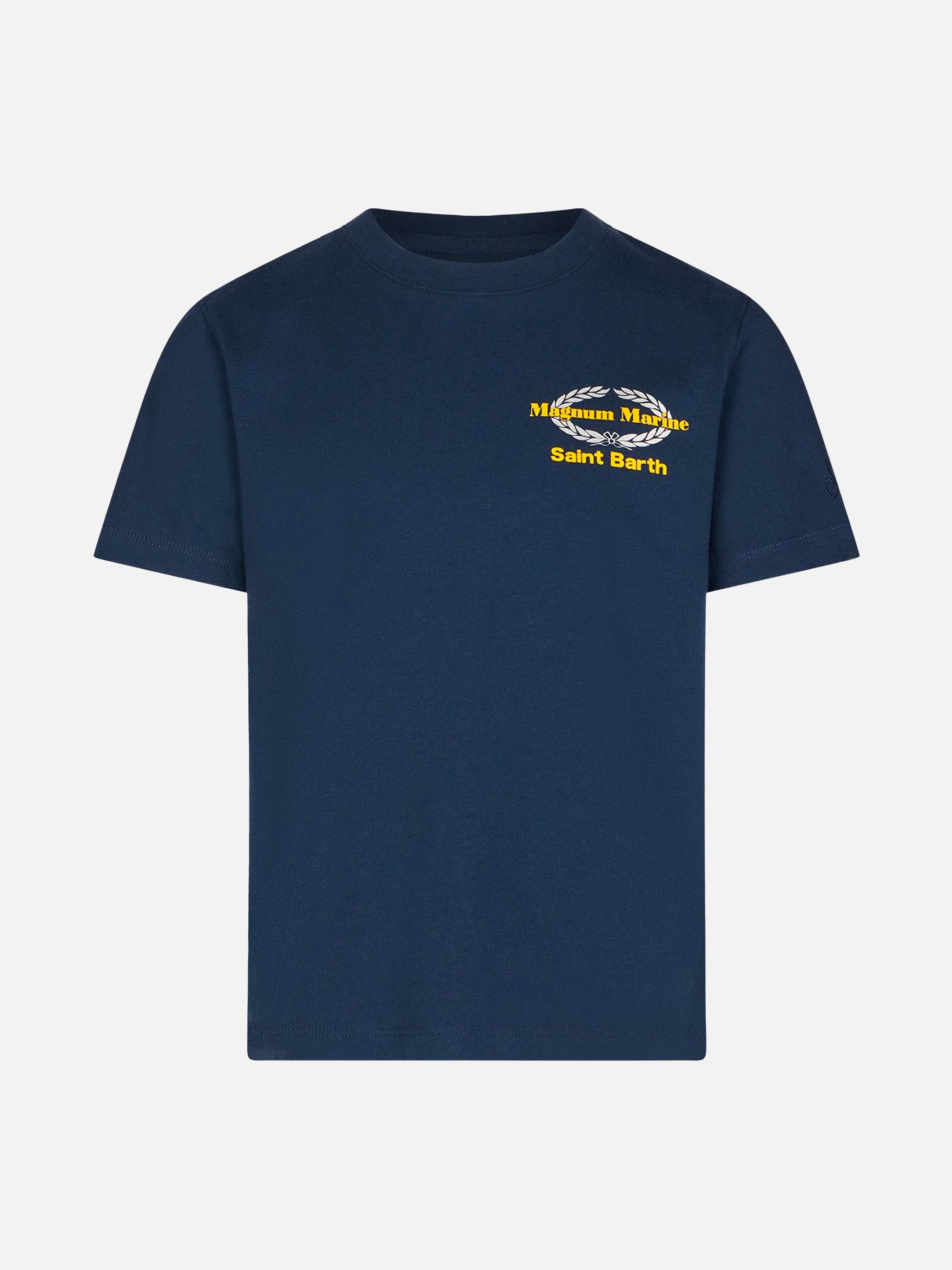 Boy Cotton T-Shirt With Magnum Marine Print | Special Edition Blue