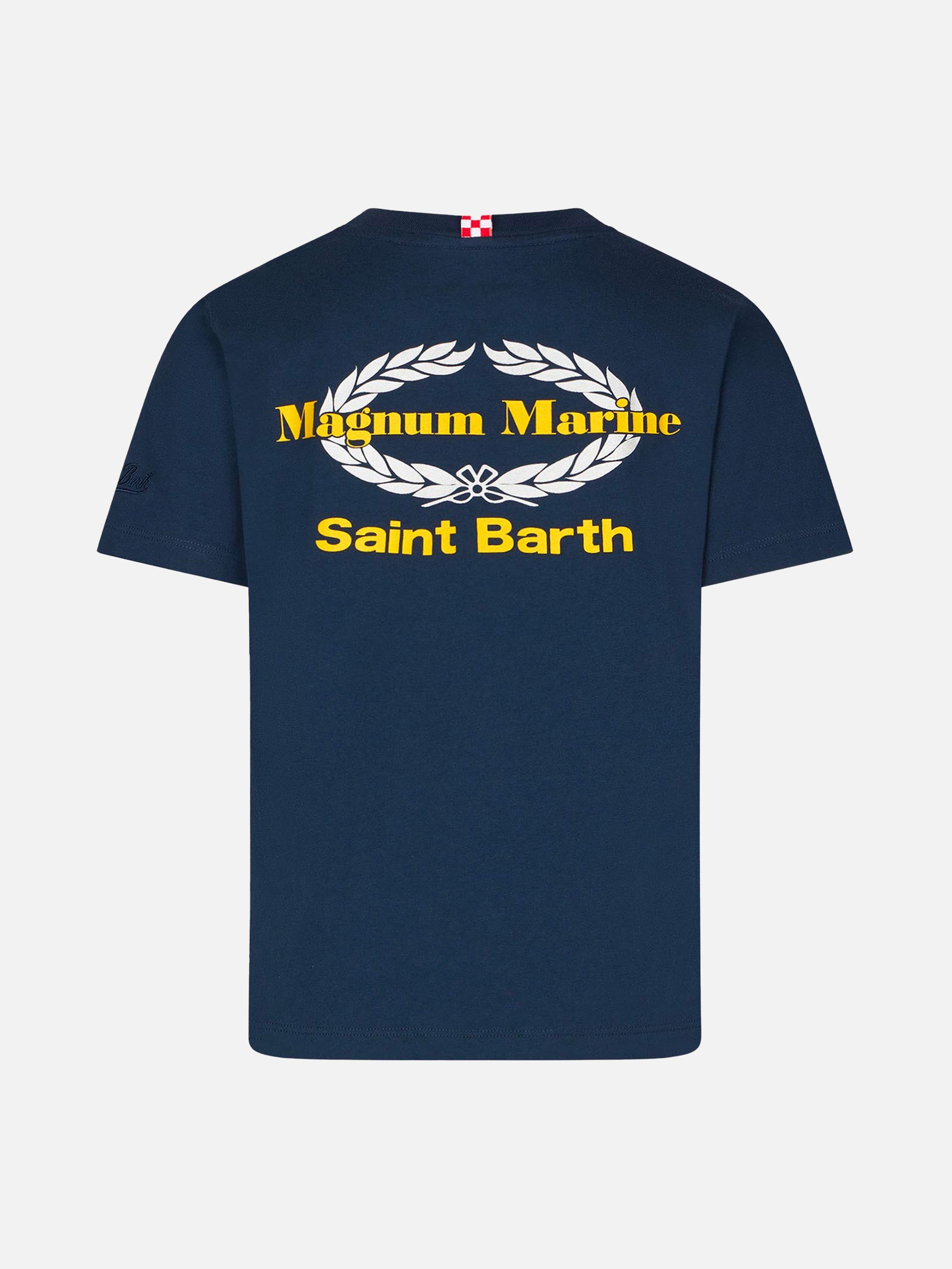 Boy Cotton T-Shirt With Magnum Marine Print | Special Edition Blue