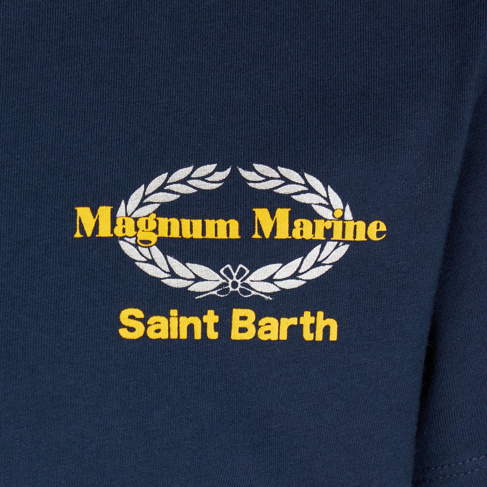 Boy Cotton T-Shirt With Magnum Marine Print | Special Edition Blue