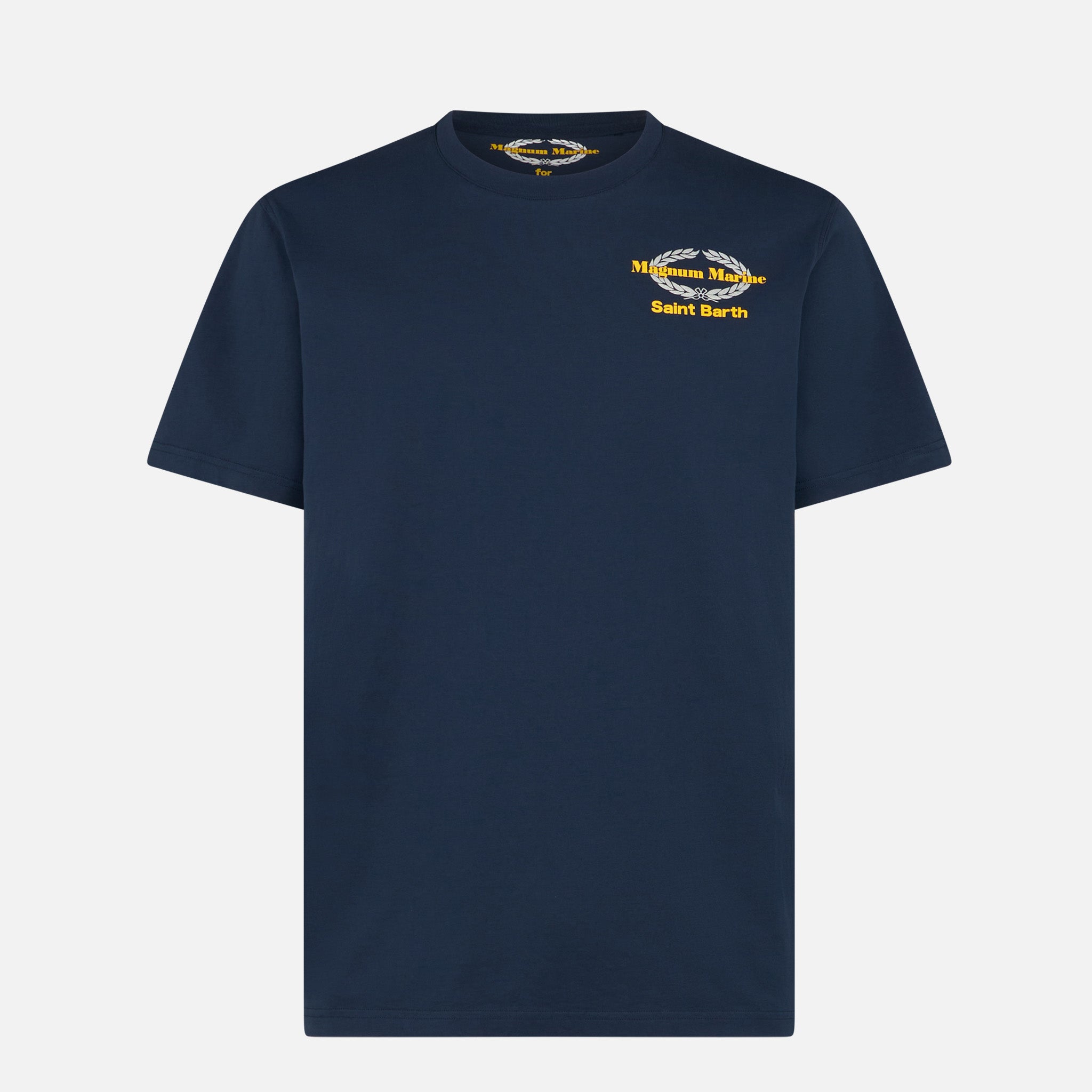 Man Cotton T-Shirt With Magnum Marine Print | Special Edition Blue