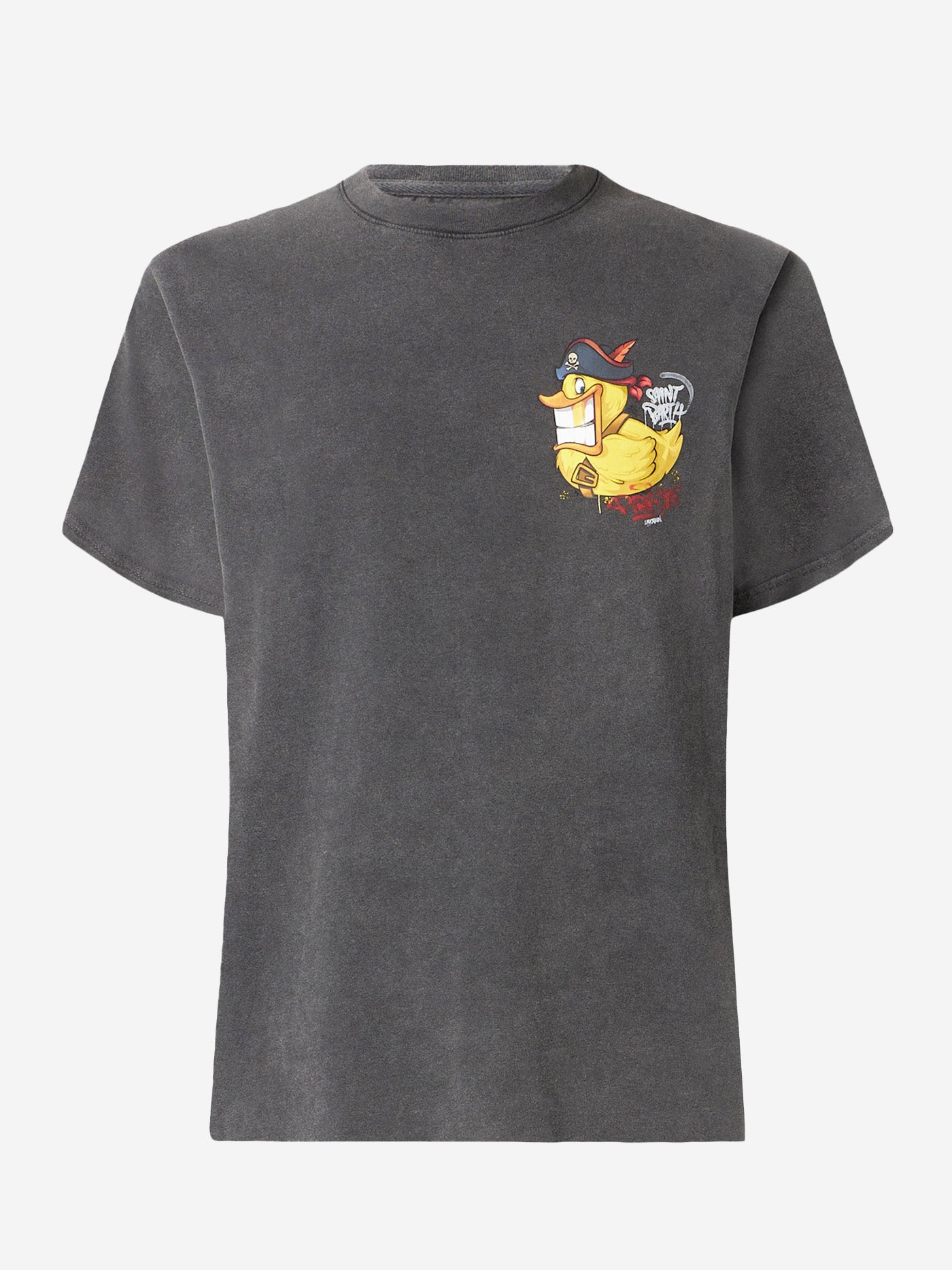 Man Cotton T-Shirt With Captain Duck Front And Back Print | Crypto Puppets® Special Edition Black