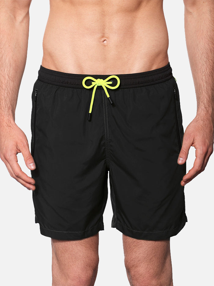 Man Black Zipped Swim Shorts Swimshort
