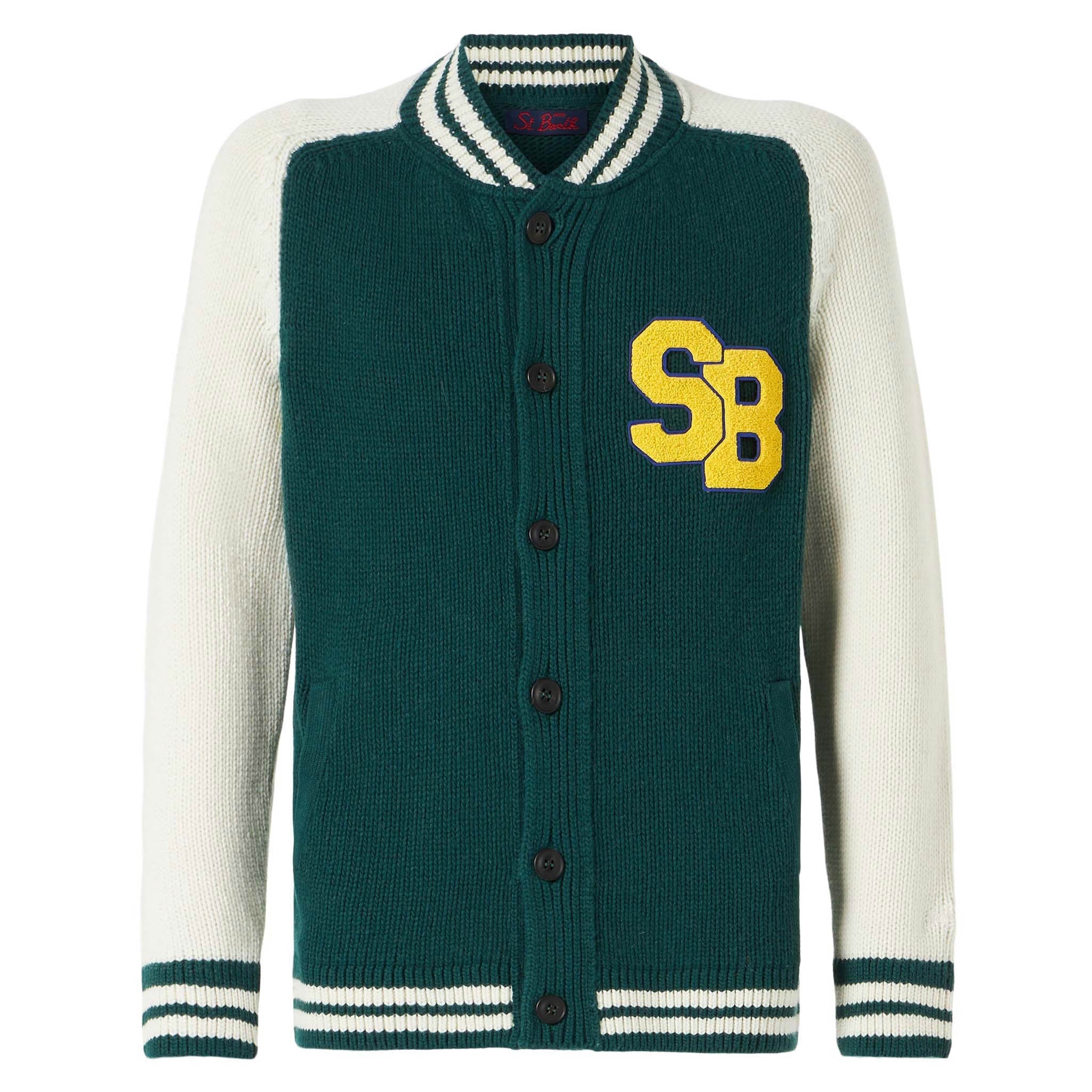 Green Knit Bomber College Style Knitwear