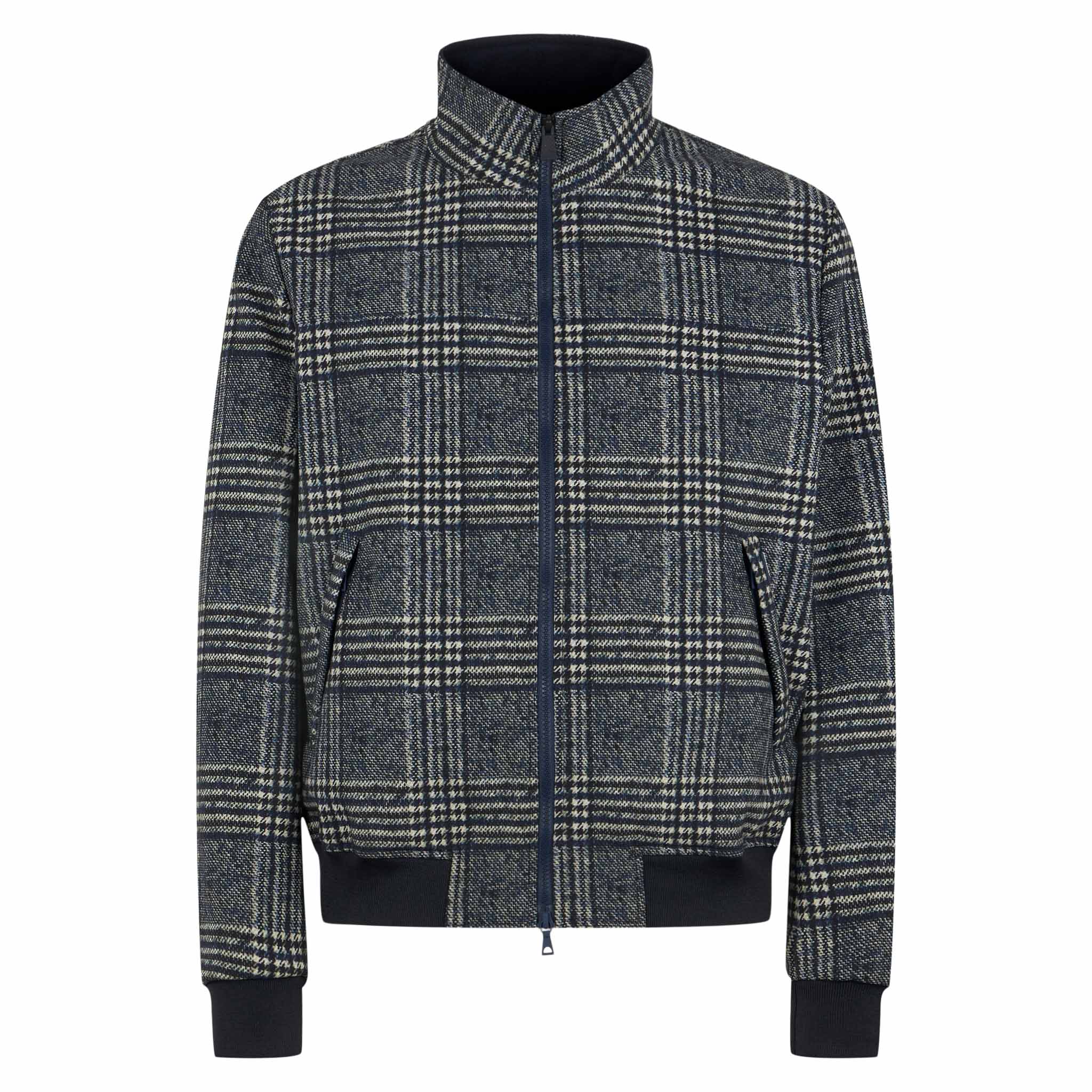 Man Mid-Weight Prince Of Wales Bomber Jacket Traveler Blue