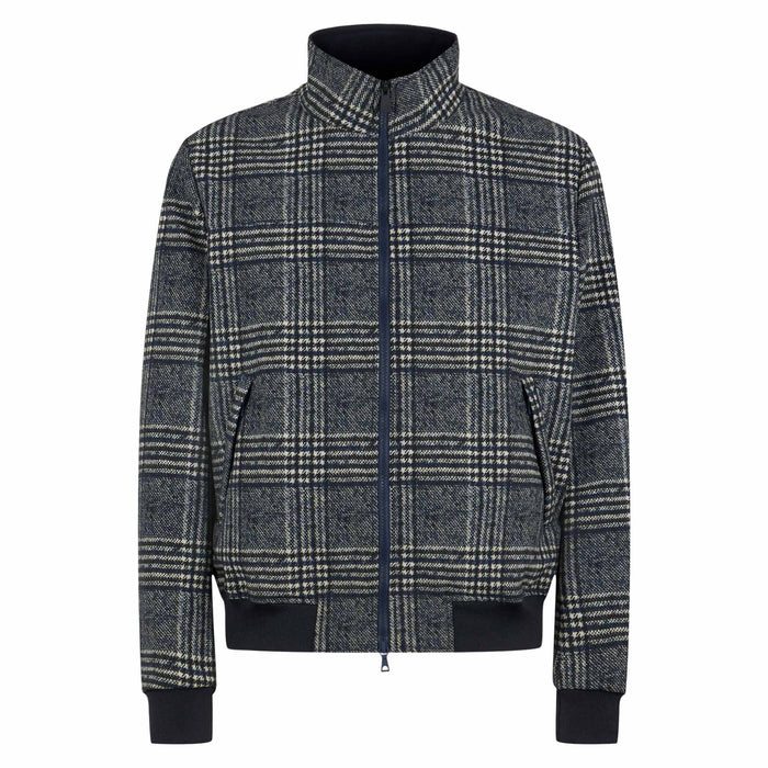 Man Mid-Weight Prince Of Wales Bomber Jacket Traveler Blue