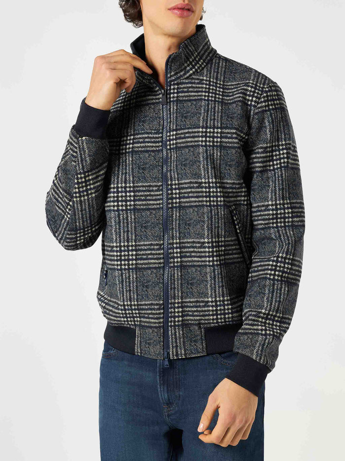 Man Mid-Weight Prince Of Wales Bomber Jacket Traveler Blue