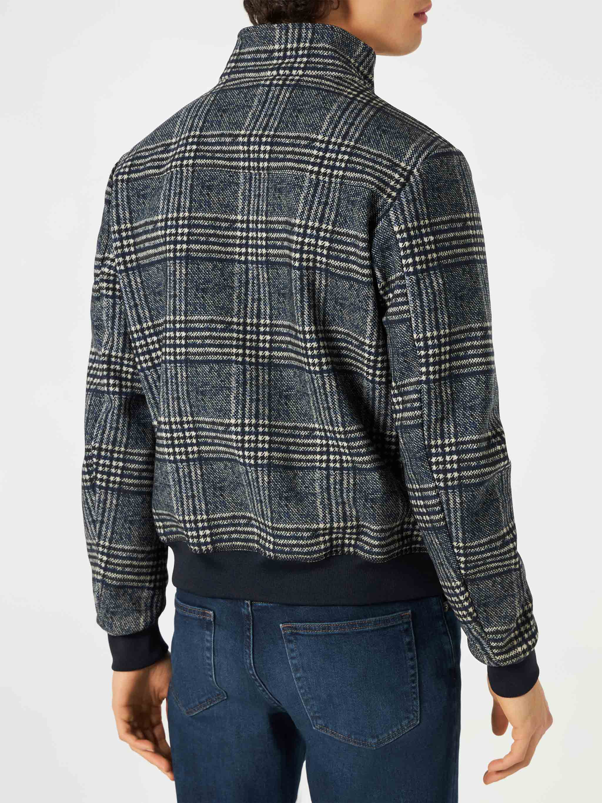 Man Mid-Weight Prince Of Wales Bomber Jacket Traveler Blue