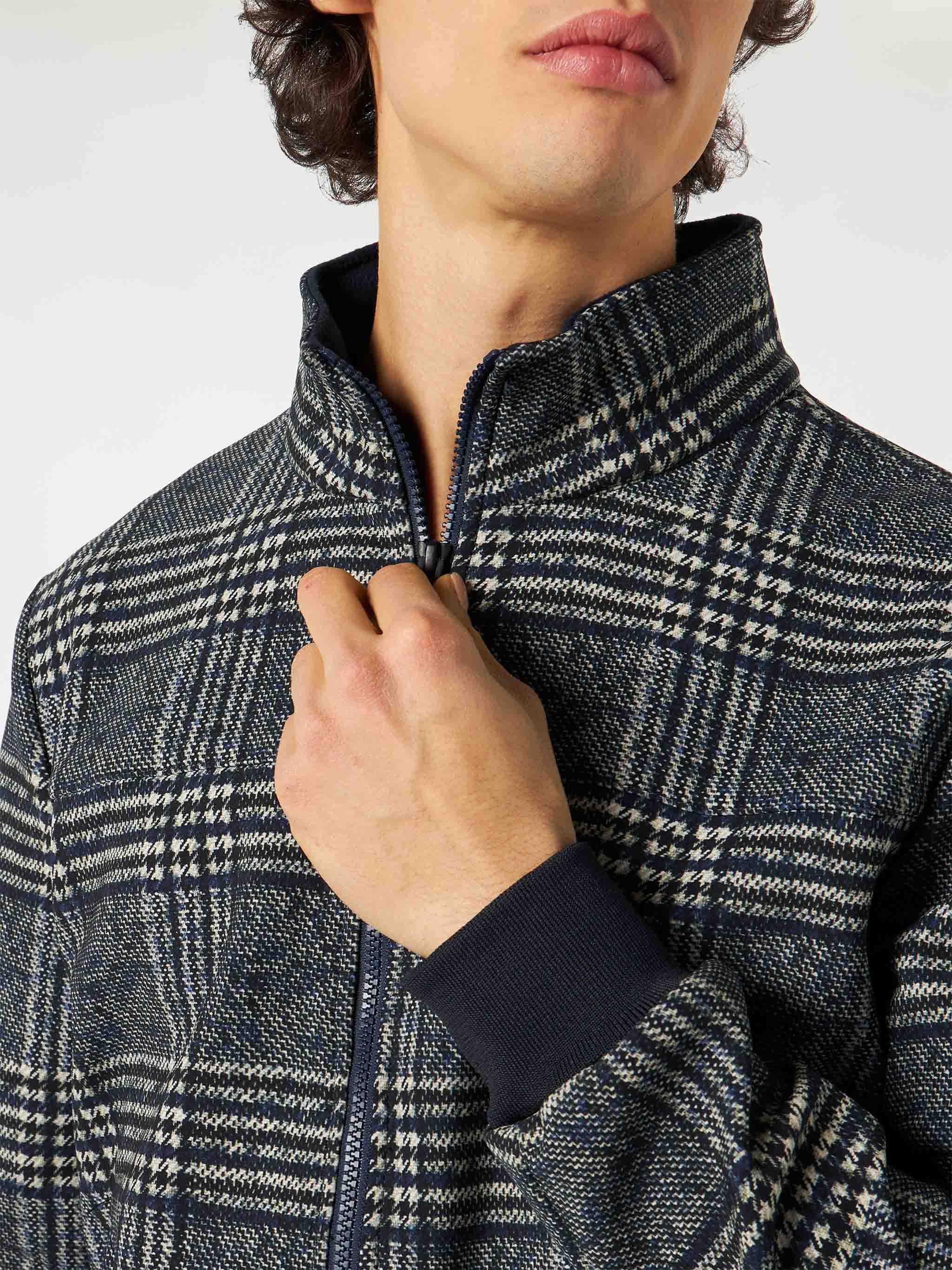 Man Mid-Weight Prince Of Wales Bomber Jacket Traveler Blue