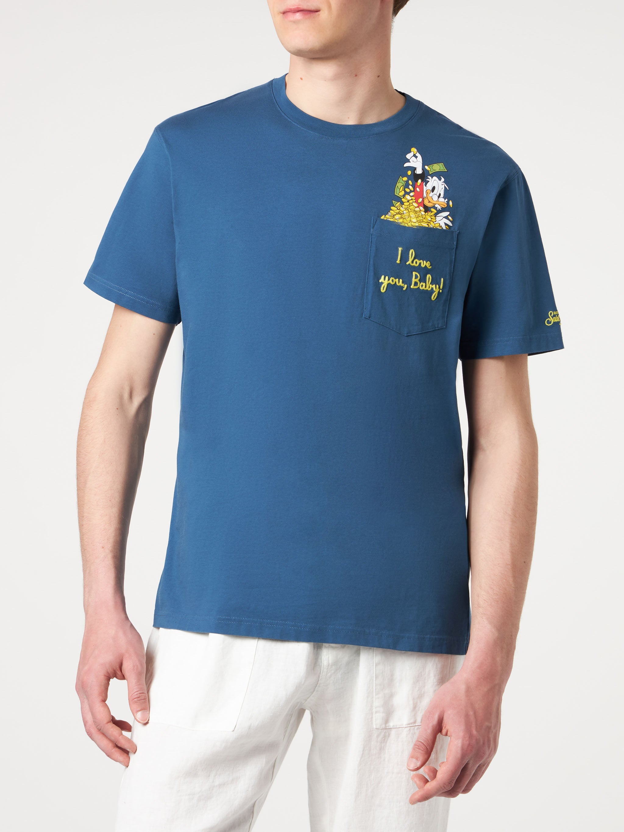 Man Cotton T-Shirt With Embroidery | ©disney Special Edition Blue