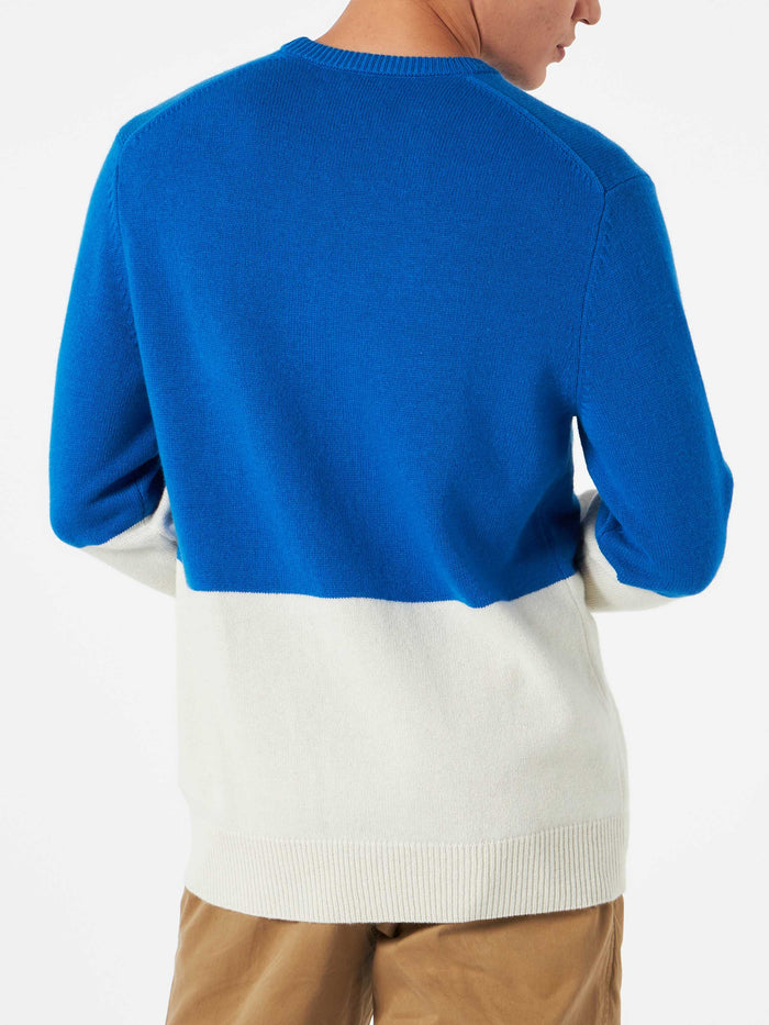 Crewneck Sweater Heron With Courma Postcard Jacquard Blue
