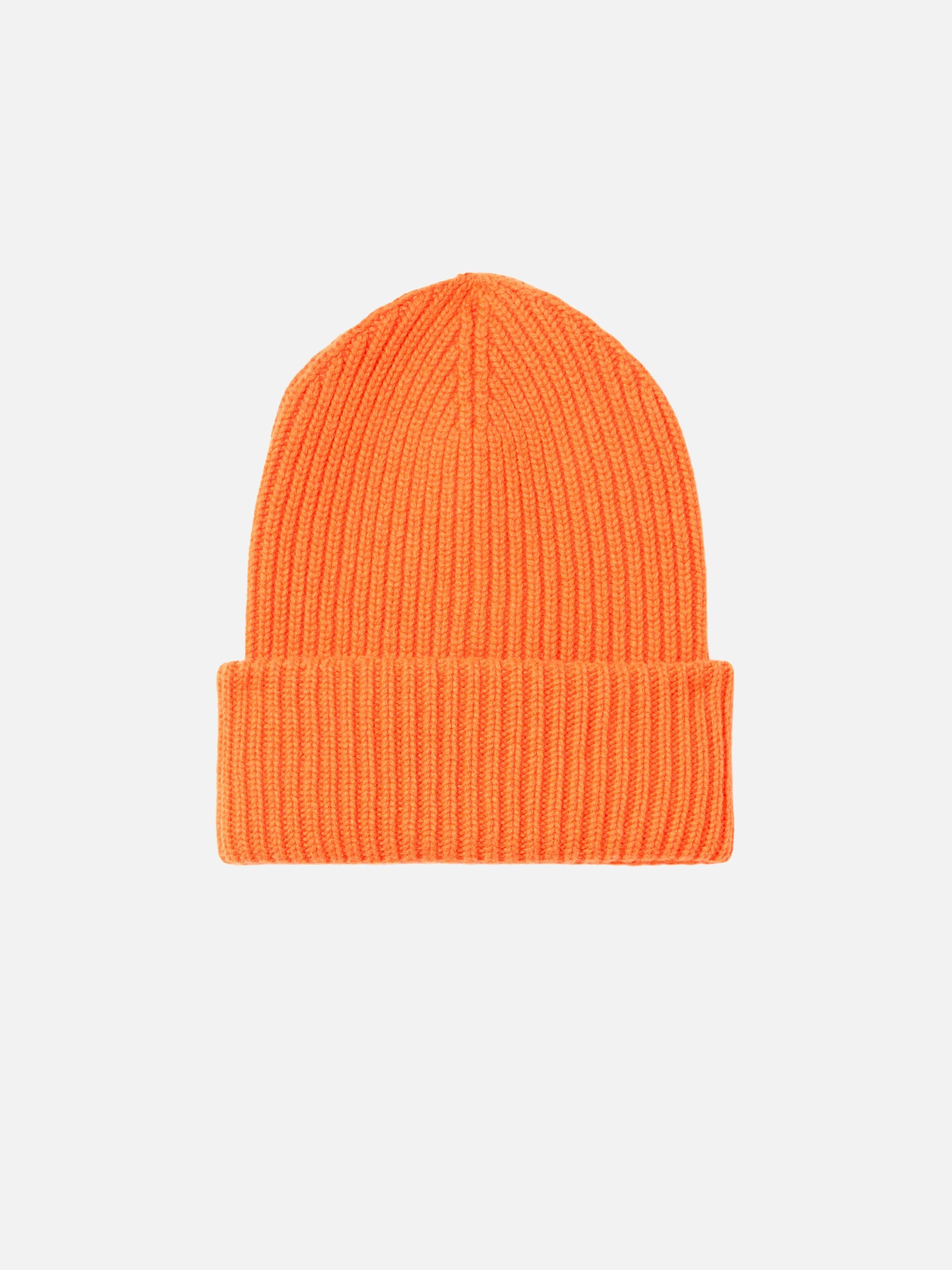 Fluo Orange Ribbed Beanie Berry With Saint Barth Patch Hat