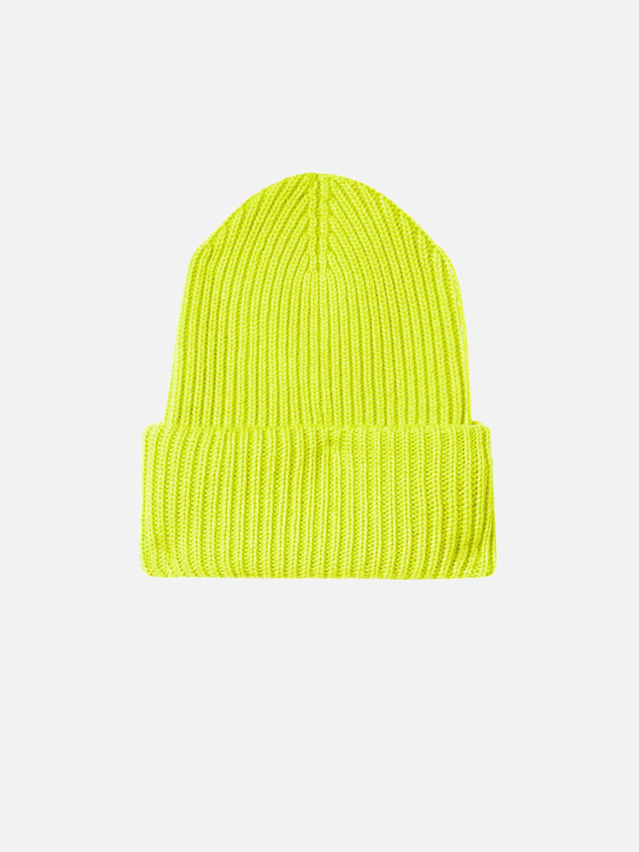 Fluo Yellow Ribbed Beanie Berry With Saint Barth Patch Hat