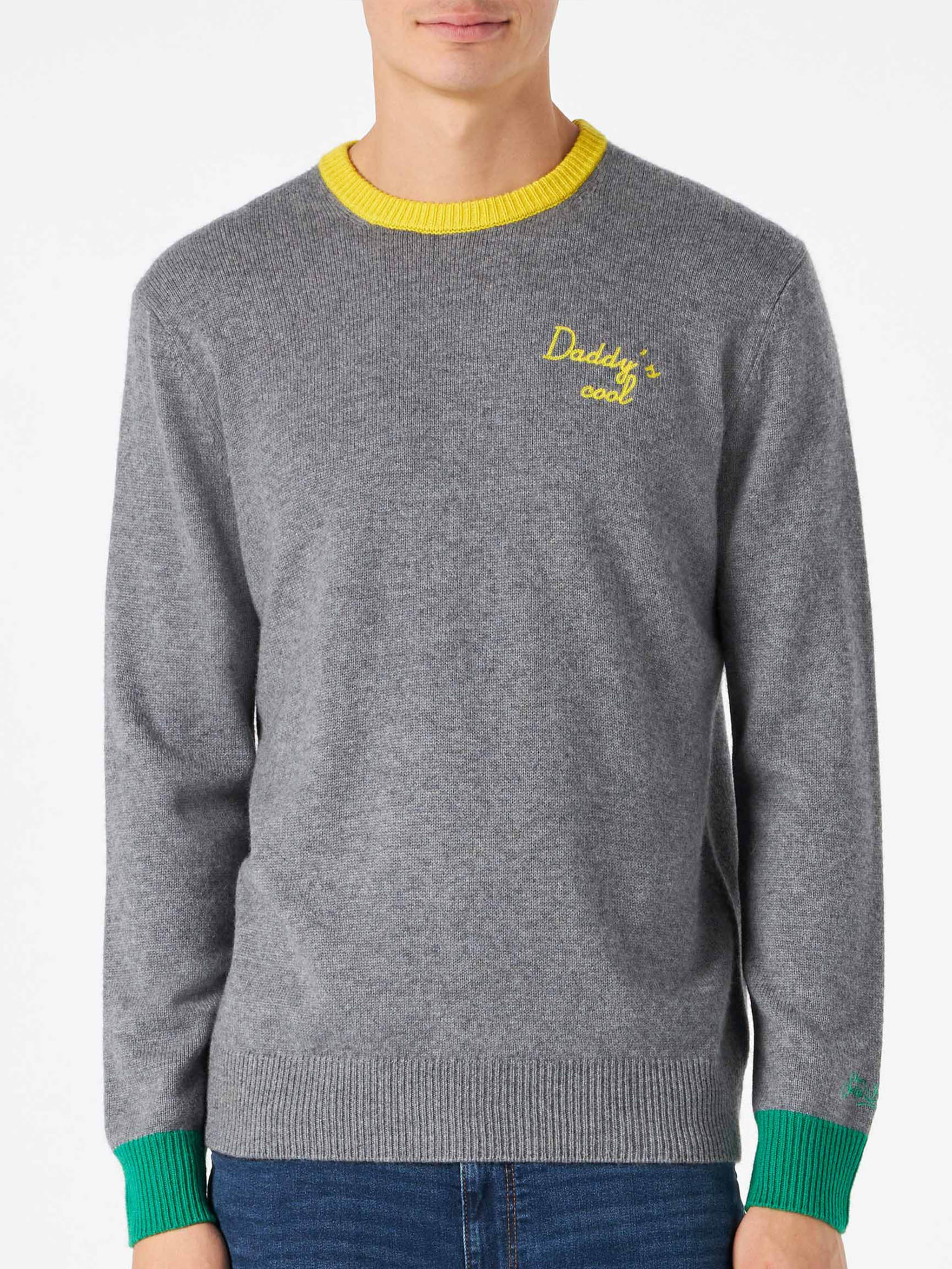 Crewneck Sweater Heron With Daddys Cool Embroidery Grey