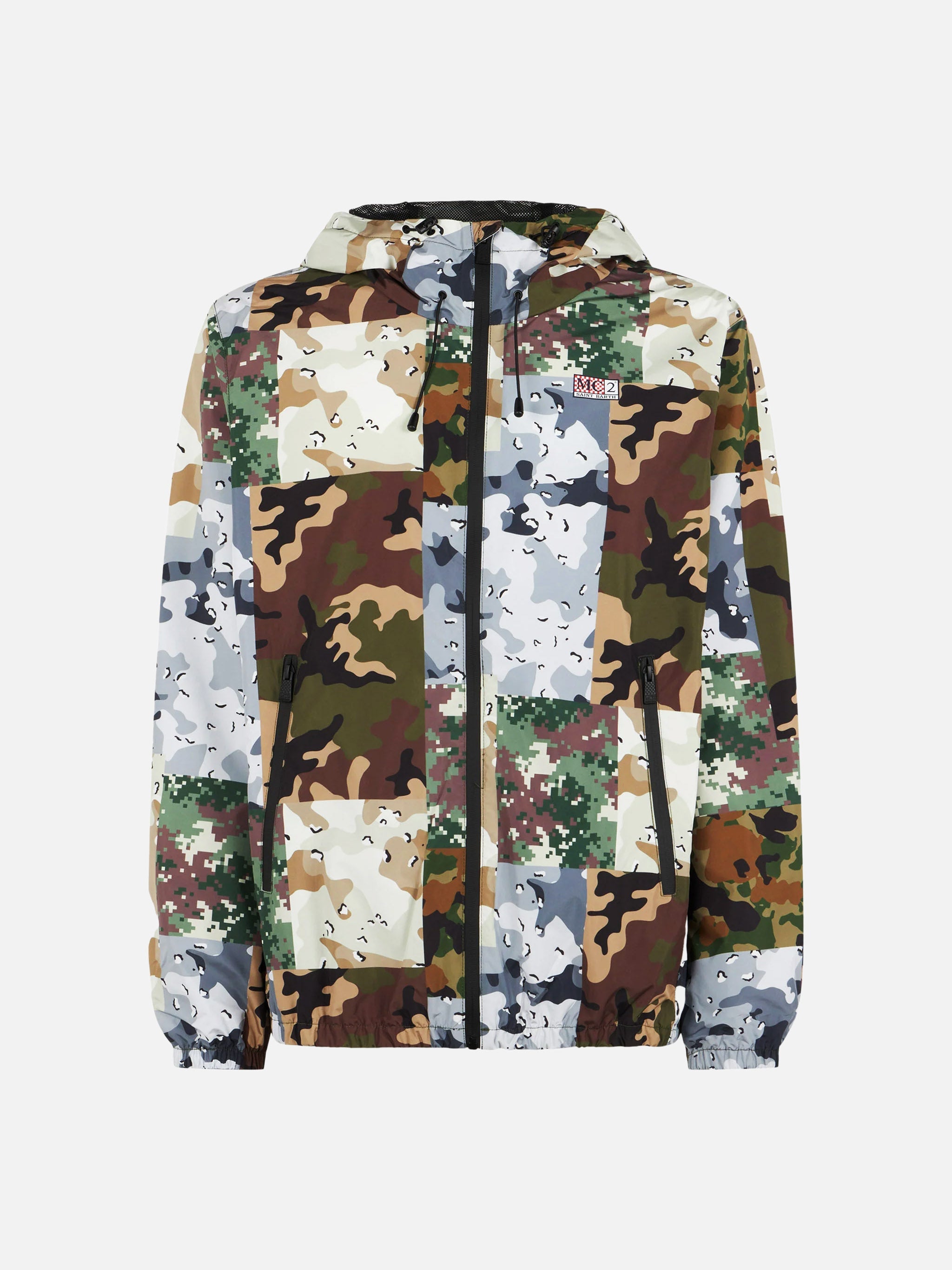Man Hooded Lightweight Windbreaker With Camouflage Print __single__ Jacket
