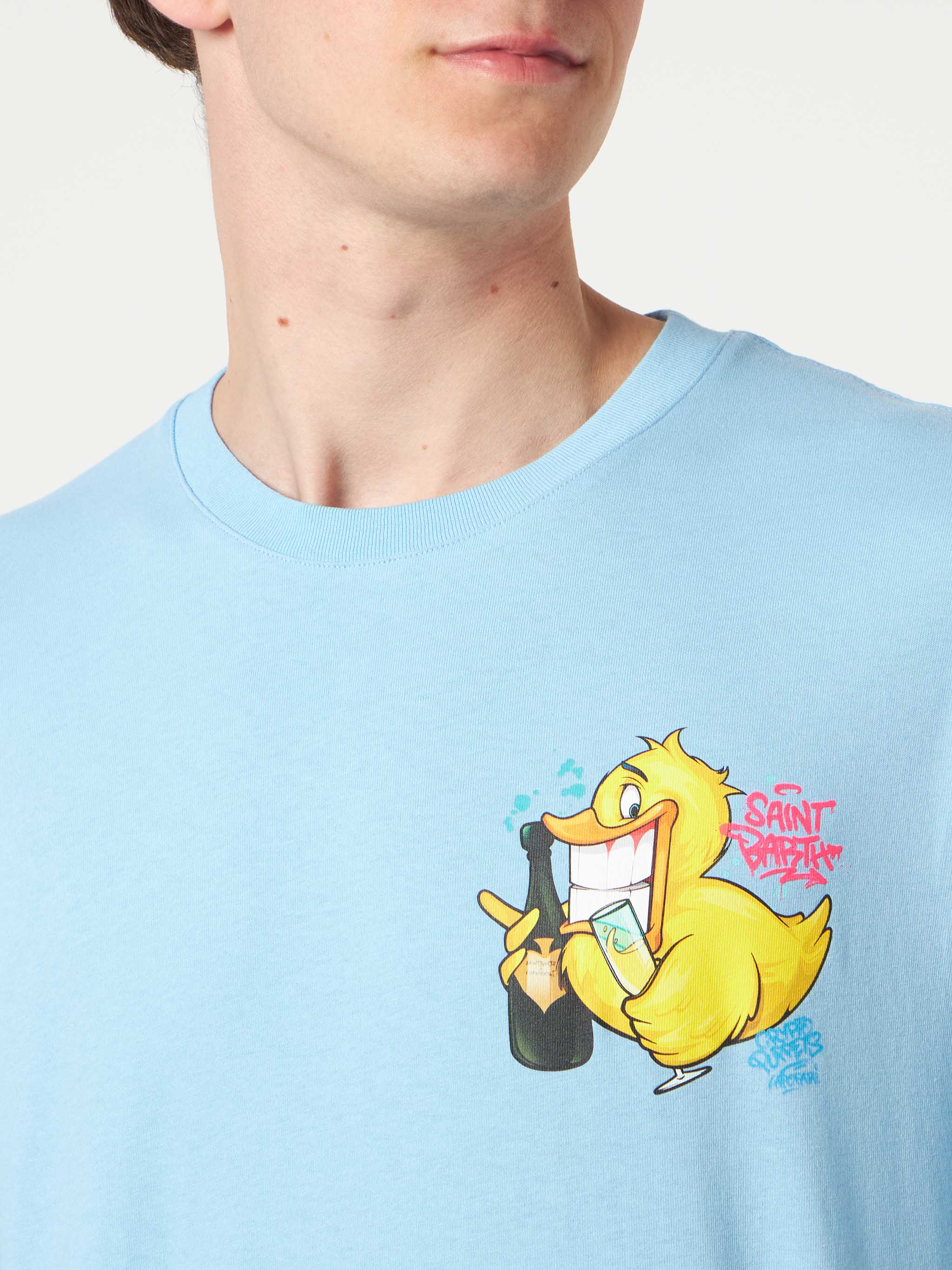 Man T-Shirt With Ducky Print | Crypto Puppets® Special Edition Sky
