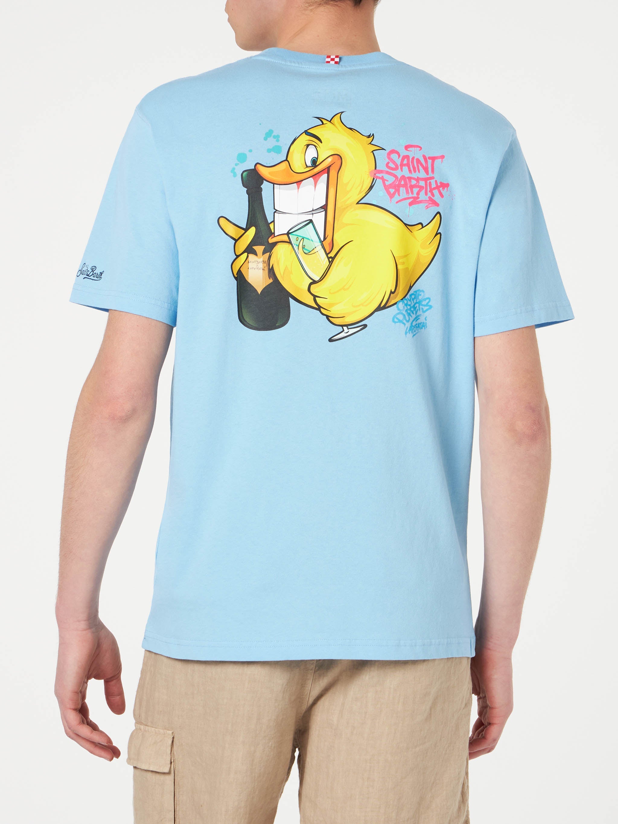 Man T-Shirt With Ducky Print | Crypto Puppets® Special Edition Sky